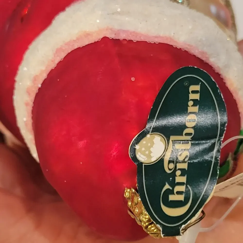 Vintage Christborn Germany Blown Glass Santa Claus Christmas Ornament Cost plus